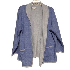 Women’s Plus Koolaburra by UGG Texture Slub French Terry Cardigan in Blue Sz 1X
